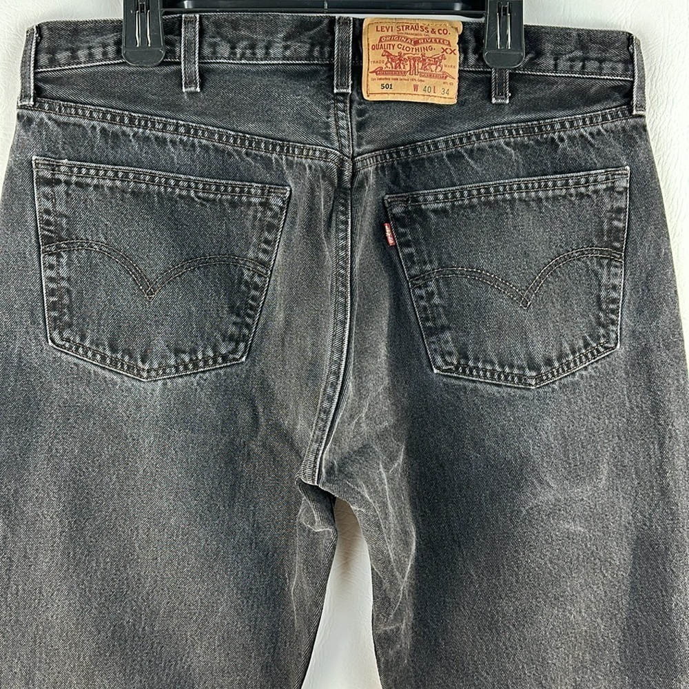 Levi’s 501 Black Washed Denim Jeans, 40x34 - Picture 6 of 8